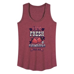 Women's - Instant Message - Farm Fresh Strawberries Picked Daily Graphic Racerback Tank - 1 of 4