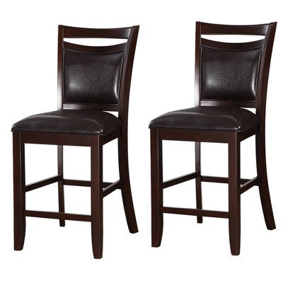 Set of 2 Classic Wooden Armless High Chairs Brown/Black - Benzara