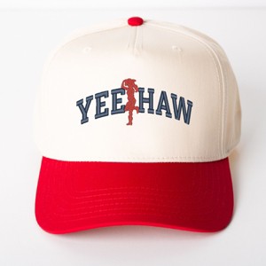 3D Puff Embroidered Yee Haw Cowgirl - Women's Canvas Trucker Hat - 1 of 3