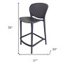 HomeRoots Set of Four 26" Dark Gray Heavy Duty Plastic Low Back Counter Height Bar Chairs - 3 of 4