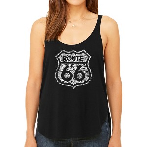LA Pop Art Women's Premium Word Art Flowy Tank Top - Get Your Kicks on Route 66 - 1 of 4