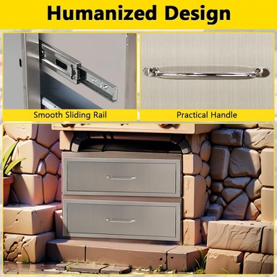 Garvee  Outdoor Kitchen Drawers, Stainless Steel Access BBQ Drawers with Flush Mount Handle
