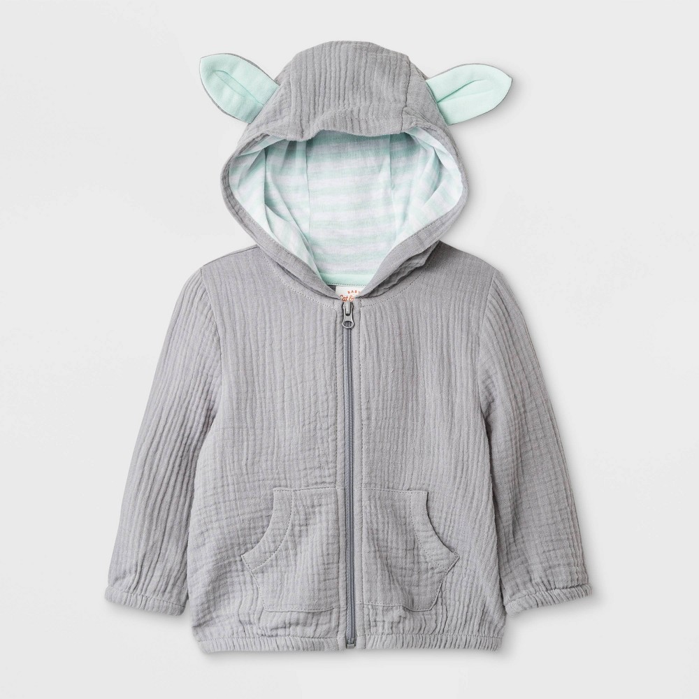 Baby Boys Gauze Bunny Hoodie Cat Jack Gray 6 9M