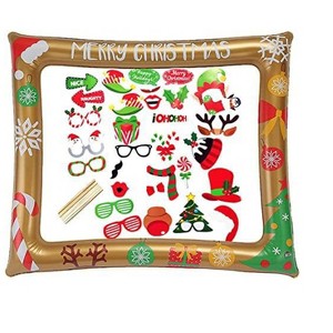 Aoibox Christmas Photo Booth Props 32 Pcs Inflatable PVC Frame Mini Pump Paper Props for Xmas Family Party Holiday Game Decoration - 1 of 4