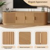 LOVSON Rustic-style wooden TV cabinet with sliding louvered doors and storage compartments, accommodates TVs up to 75 inches, natural - 4 of 4
