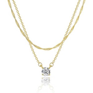 Dainty CZ Necklace 14K Gold Silver Plated Simple Trendy Jewelry for Women - 1 of 4