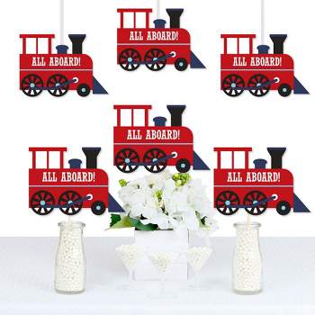Big Dot of Happiness Railroad Party Crossing - Train Decorations DIY Steam Train Birthday Party or Baby Shower Essentials - Set of 20