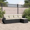vidaXL Patio Sofa Set with Cushions Outdoor Conversation Furniture Poly Rattan - Black and Cream Without Table - 2 of 4