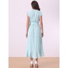 Allegra K Women's Floral Sleeveless Wrap V Neck Belted Ruffles Midi Sundress - 3 of 4