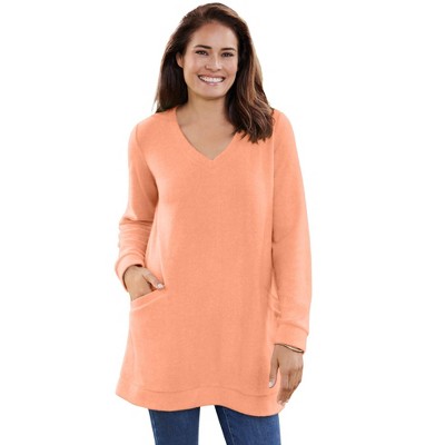 Woman Within Women's Plus Size High Pile Fleece Sweatshirt Tunic