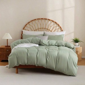Sage Green Queen Duvet Cover Set, 3 - Piece with Pillow Shams, Soft Microfiber, Zipper Closure - 1 of 4