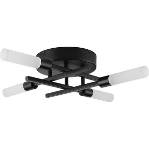 Progress Lighting Quadrant 4-Light LED Matte Black Flush Mount Ceiling Light with Frosted Glass Shades - 1 of 2