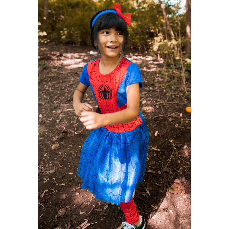 Marvel Spider-Man Tulle Cosplay Dress Leggings and Headband 3 Piece Newborn to Little Kid, 3 of 10