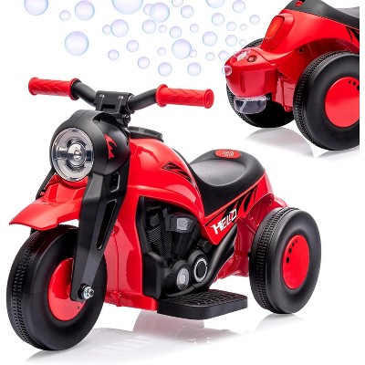 6V Bubble Motorcycle Ride-On Toy, 3-Wheel Electric Motorbike with Music, LED Headlights, Forward/Reverse Pedal, Built-in Bubble Machine