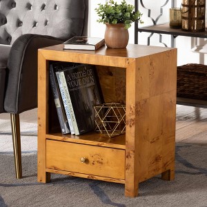bali & pari Camira Wood 1 Drawer Nightstand Light Mappa Burl - 1 of 4