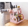 Multifunctional 2 Layer Storage Rack for Kitchen Sauces Knife Organize Pink Double Layer - 2 of 4