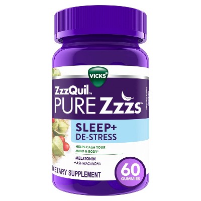 Vicks ZzzQuil PURE Zzzs De-Stress & Sleep Gummies - 60ct