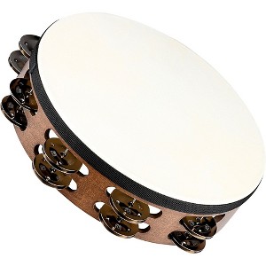 MEINL Headed Wood Tambourine with Double Row Steel Jingles 10 in. Walnut Brown - 1 of 4