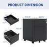 Metal Mobile File Cabinet with Lock, Under Desk Filing Storage Cabinet, Rolling Filing Storage Cabinet For Home Office Study Room Black 3 - 3 of 4