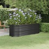 vidaXL Garden Raised Bed 88.2"x31.5"x26.8", Anthracite Color, Powder-Coated Steel, Oval Shape, Perfect for Outdoor Use - Assembly Required - 2 of 4