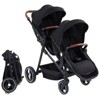 Acekool Double Track Tandem Stroller with Foldable Bassinet, Multi-Position Reversible Seats, Large Storage Basket & Adjustable Canopy - 3 of 4