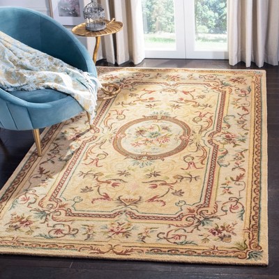 Handmade Red Wool and Cotton Tufted Rectangular Rug