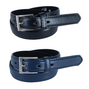 CTM Kid's Leather 1 inch Dress Belt with Square Buckle (Pack of 2) - 1 of 3