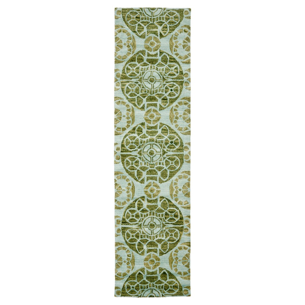 2'3inx7' Runner Jermayne Area Rug Turq/Green - Safavieh