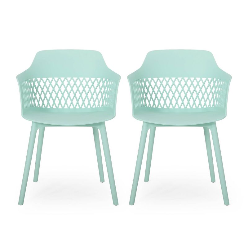 Azalea 2pk Resin Modern Dining Chair - Mint - Christopher Knight Home, 1 of 10