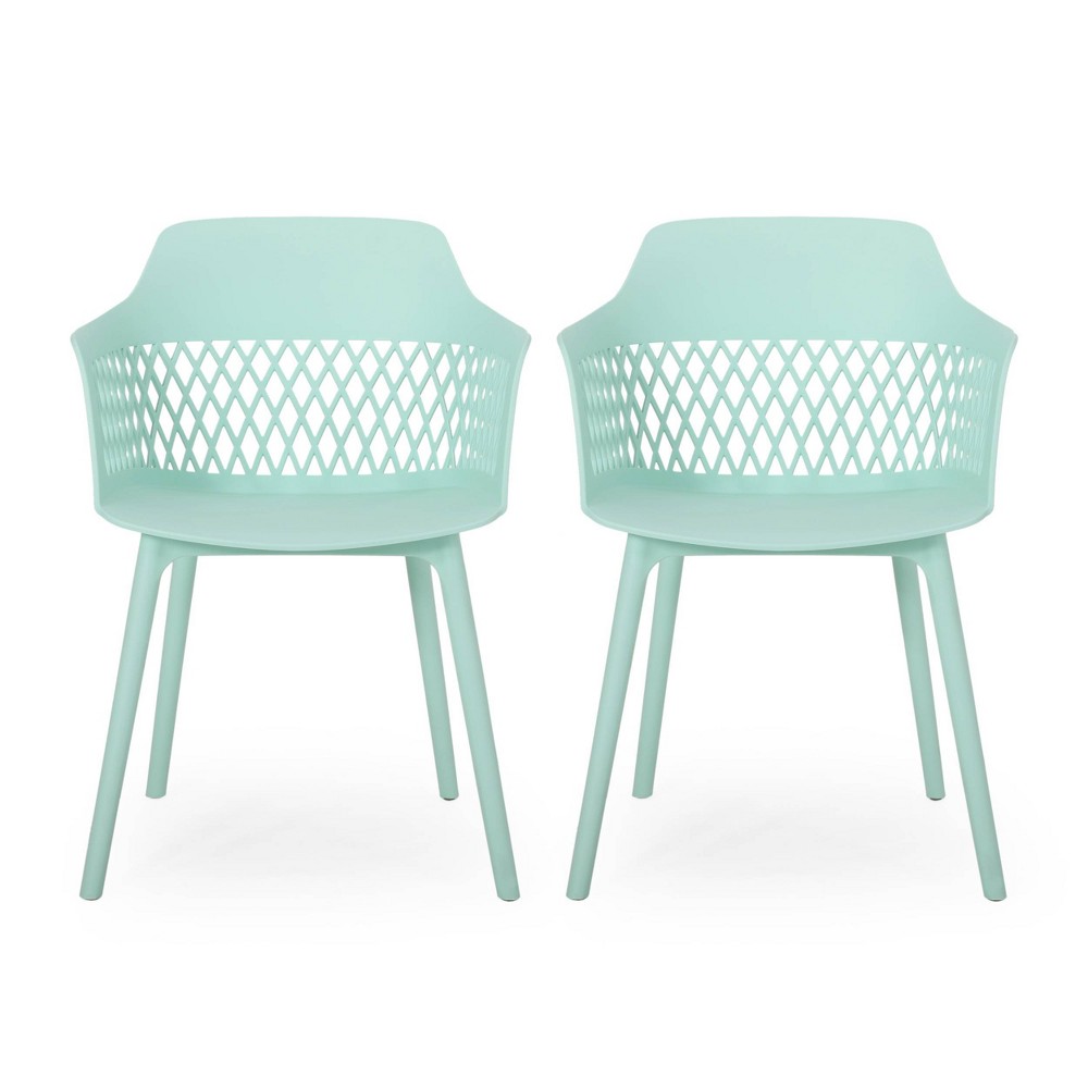 Photos - Garden Furniture Azalea 2pk Resin Modern Dining Chair - Mint - Christopher Knight Home