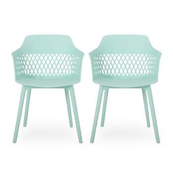 Azalea 2pk Resin Modern Dining Chair - Mint - Christopher Knight Home