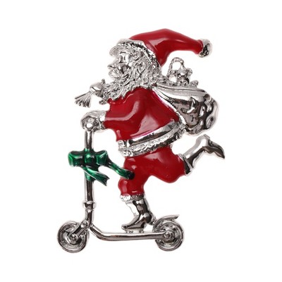 Unique Bargains Christmas Brooches YNCP7360 Alloy Dripping Wax Red Silver Tone 2.05"x1.97" 1 Pc