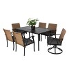 7 Piece Wicker Outdoor Patio Dining Set,Rattan Dining Table and  2 Swivel Rocker Chairs with Arm Chairs,Garden Dining Set with Cushion-Coolbibila - 2 of 4