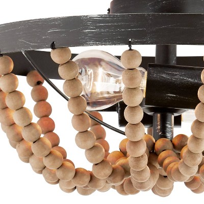 Boho Driftwood 17'' Brown Beaded Semi-Flush Ceiling Lamp