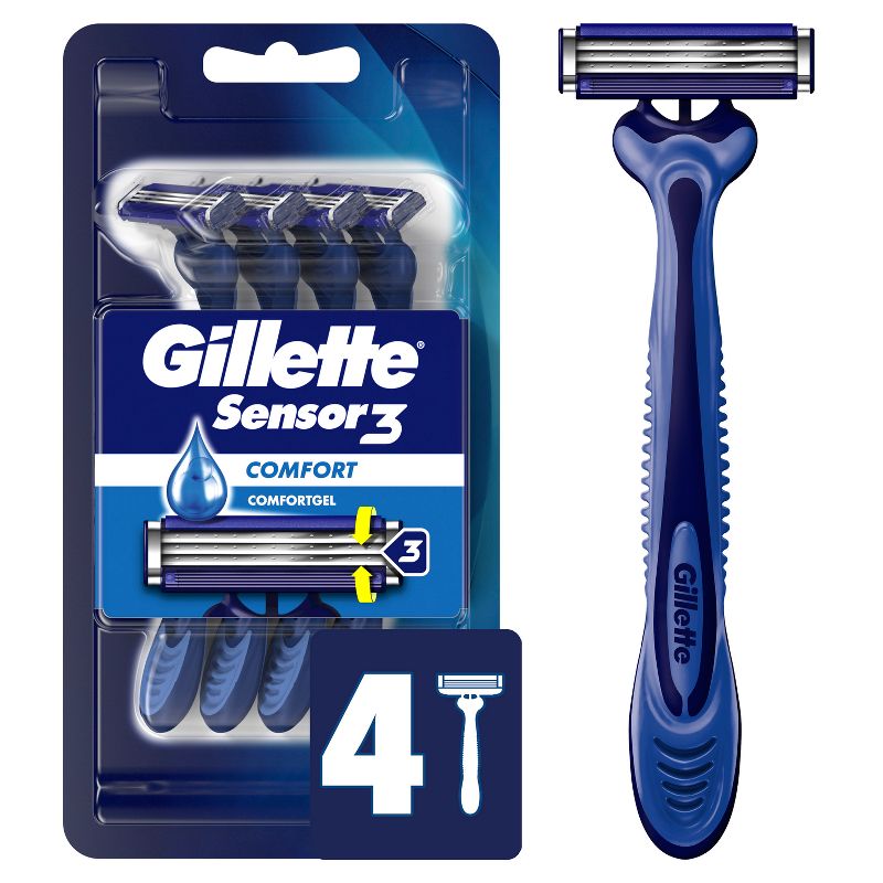 Gillette Sensor3 Comfort Men&#39;s Disposable Razors - 4ct, 1 of 8