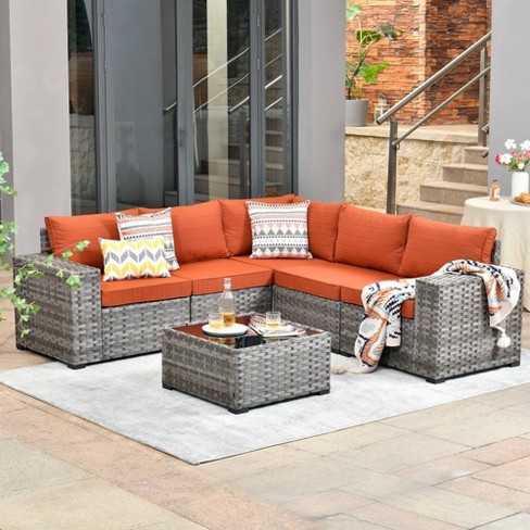 Orange patio cushions sale