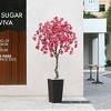 DR.Planzen UV Resistant 6-7FT Pre Potted Artificial Bougainvillea Red Flowers Tree with White Tall Planter for Indoor Outdoor Home Decor - 2 of 4