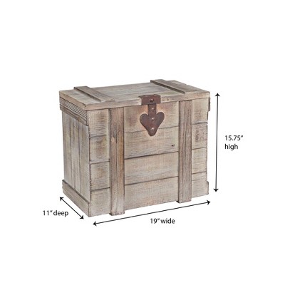 Small Antiqued Gray Wooden Decorative Storage Trunk
