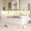 Full Size Upholstered Platform Bed with Trundle, USB Ports and LED Belt - 2 of 4