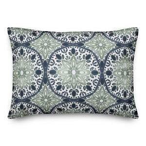 Creative Products Faded Blue Green Medallions 14x20 Indoor / Outdoor Pillow - 1 of 4