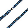 Men's Black and Blue Polished Stainless Steel Byzantine Chain Necklace - 3 of 4