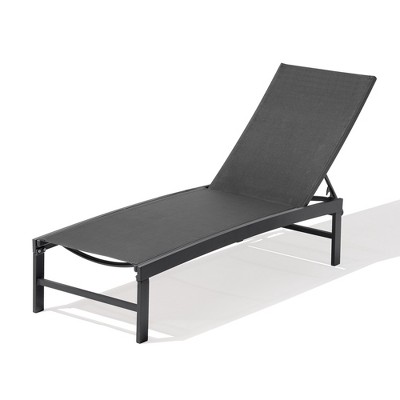 Pellebant Outdoor Lounge Chair with 5-Position Adjustable Textilene Backrest - Holds 350LBS, Stackable for Space Saving