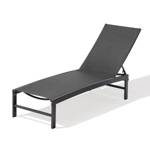 Pellebant Outdoor Lounge Chair with 5-Position Adjustable Textilene Backrest - Holds 350LBS, Stackable for Space Saving - 1 of 4