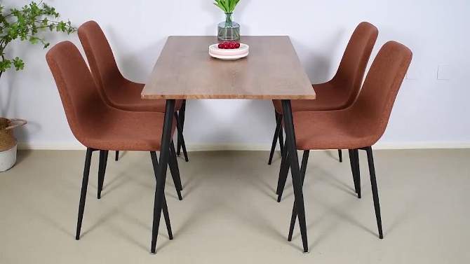 Charls+Bingo 5-Piece Metal Legs and 4 Upholstered Chairs Modern Rectangular Dining Table Furniture Set-The Pop Maison, 2 of 12, play video