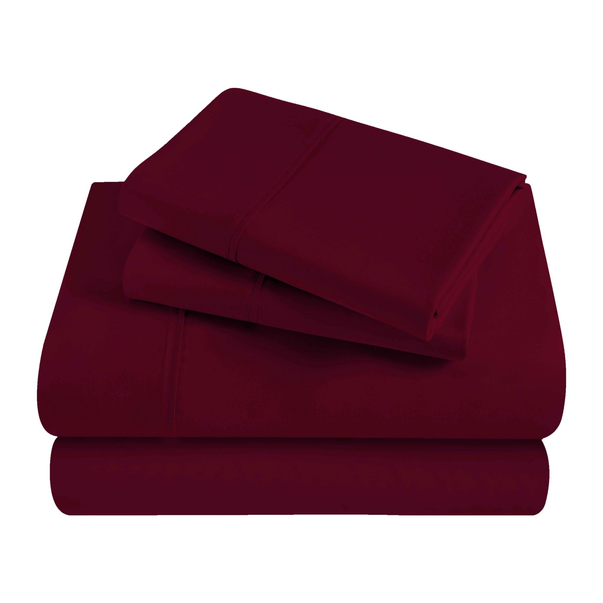 300-Thread Count Egyptian Cotton Sheet Set, Ultra-Soft, Deep Pocket Bedding , Queen, Burgundy - Blue Nile Mills