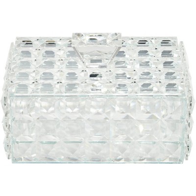 Studio 55D Tuli 6 1/2"W Clear Glass Rectangular Jewelry Box with Lid