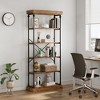 Wood Bookcase, 6 Tier Storage Open Rack Shelf with Metal Frame, Tall Free Standing Bookshelves, Display Rack for Bedroom, Living Room, Home Office - 3 of 4