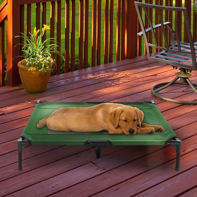 X-Large Green Outdoor Elevated Pet Bed with Mesh Panel