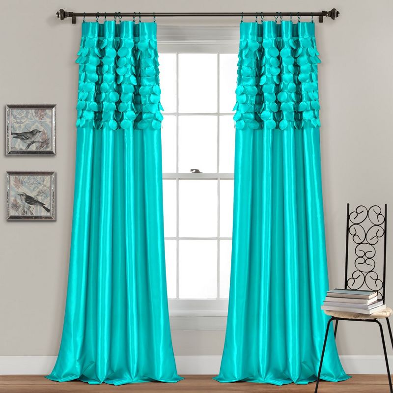 Home Boutique Circle Dream Turquoise Window Curtain 54 x 84 - 2 Panel Set, 1 of 2