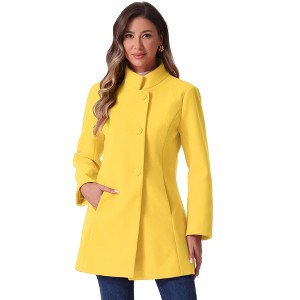 INSPIRE CHIC Women's Winter Stand Collar Single Breasted Mid-thigh Long Overcoat - 1 of 4